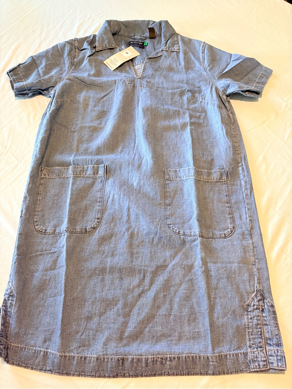 Dockers Light Blue Denim Polo Dress with Front Pockets
